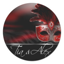Red Black & Silver Masquerade Party Sticker sticker