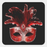 Red Black & Silver Masquerade Party Sticker