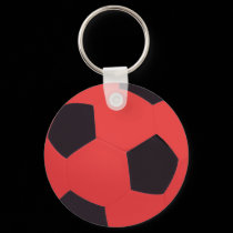 Red & Black Soccer Ball Keychain