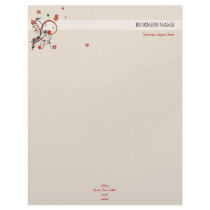 Red Black Spirals and Flowers letterhead