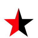 Red & Black Star on Womans Army Green t-shirts