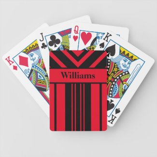 Red & Black Stripes Chevrons, Your Name card deck