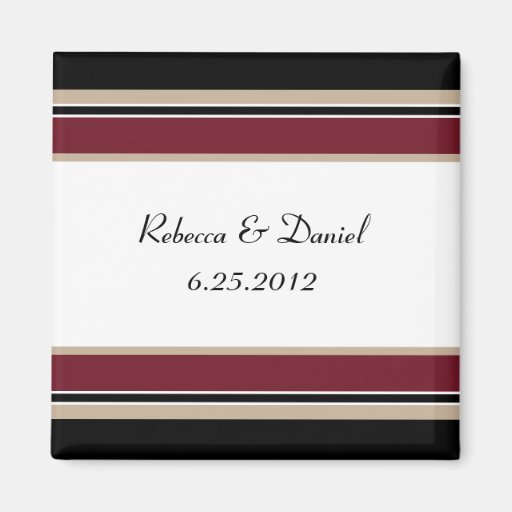 Red Black Tan Stripes Save The Date Magnet