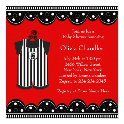 Red Black Train Baby Boy Shower Invitations