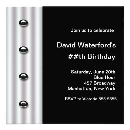Red Black Tuxedo Mans Birthday Party Invitations