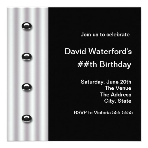 Red Black Tuxedo Mans Birthday Party Invitations