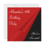 Red Black & White 40th Birthday Party Invitation