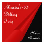 Red Black & White 40th Birthday Party Invitation