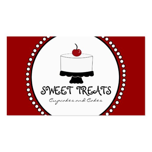 Red Black White Bakery Business Cards (front side)
