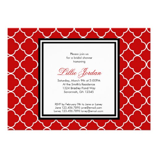 Red, Black & White Bridal Shower Invitation