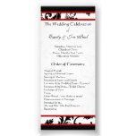 Red Black White Damask Swirl Wedding Program Invites