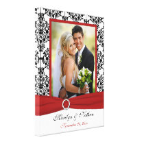 Red, Black, White Damask Wedding Canvas Canvas Prints