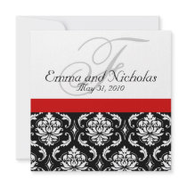 Red Black White Damask Wedding Invitation