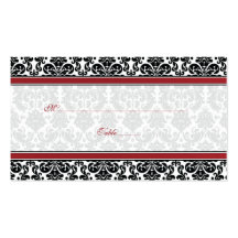 Red, Black, White Damask Wedding Place Cards Business Cards