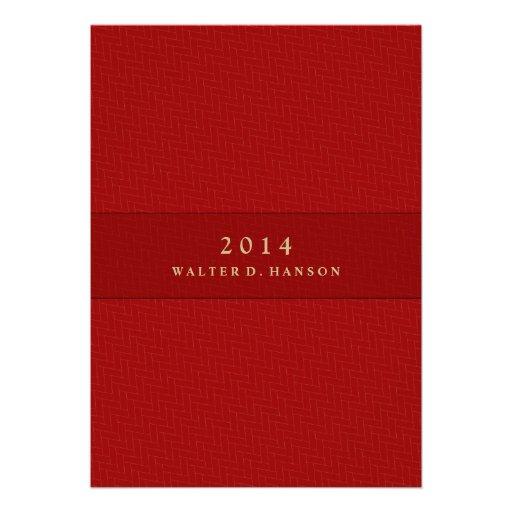 Red Black & White Formal Graduation Party Invite