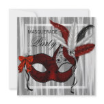 Red Black White Masquerade Party Invites