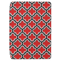 Red Black White Moroccan Quatrefoil Pattern #5DS iPad Air Cover  at Zazzle