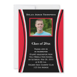 Red, Black, White Photo Graduation Invitation