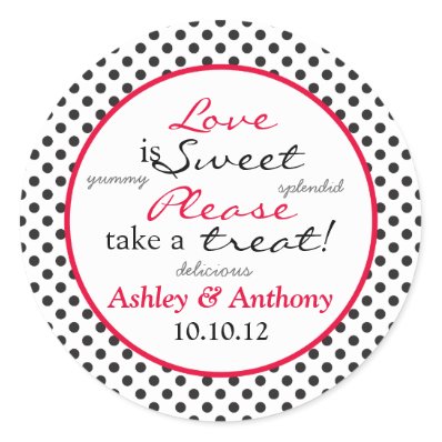 Red Black White Polka Dot Candy Buffet Stickers