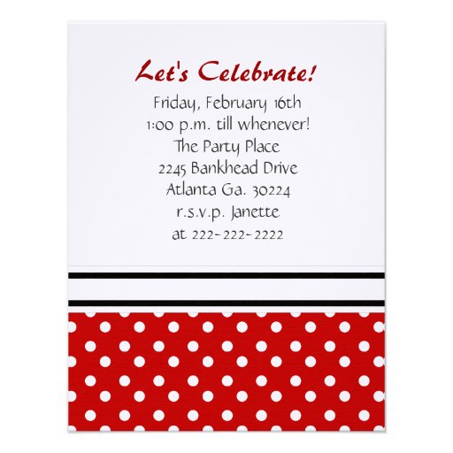 Red, Black & White Polka Dot Party Invitation