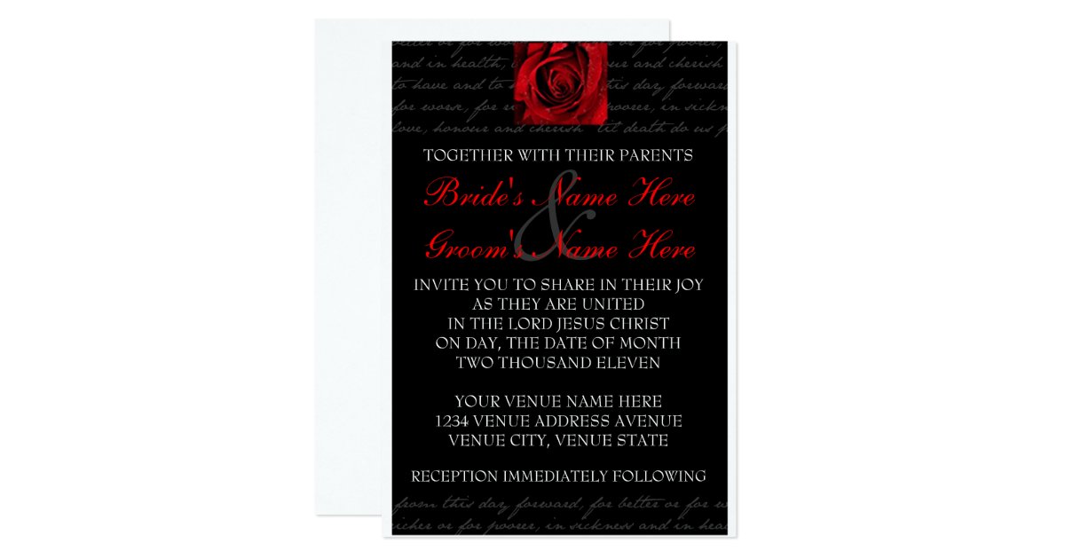 Red, Black, White, Rose Invitation 