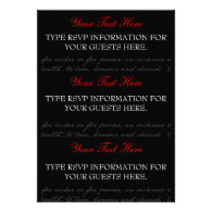 Red, Black, White Rose RSVP cards Personalized Invitations
