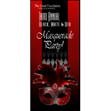 Red Black White Silver Masquerade Party Invitation rackcard