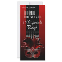 Red Black White Silver Masquerade Party Invitation Rack Cards