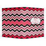 Red, Black, White Wavy Striped Binder
