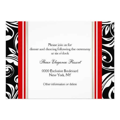 Red black white wedding engagement custom invitations