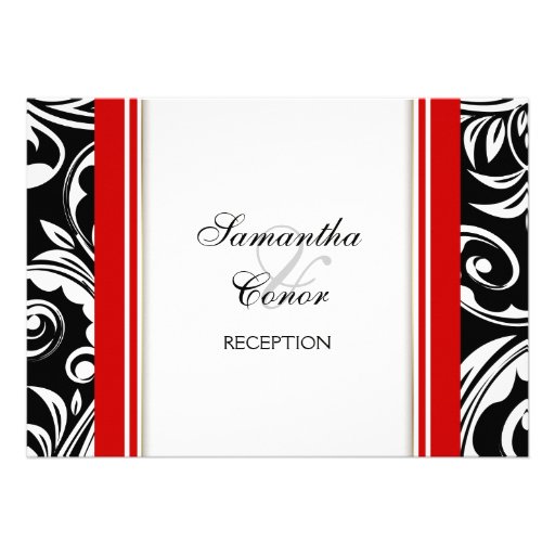 Red black white wedding engagement custom invitations