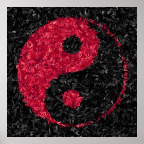 Red & Black Yin Yang Symbol Poster print