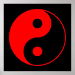 Red &amp; Black Yin Yang Symbol Poster