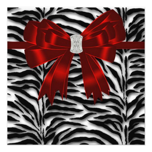 Red Black Zebra All Occasion Personalized Invites