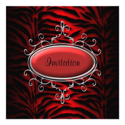 Red Black Zebra Party Custom Announcements