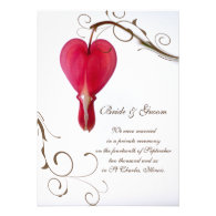 Red Bleeding Heart Marriage / Elopement Announce Custom Invites