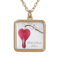 Red Bleeding Heart Wedding Necklace