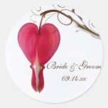 Red Bleeding Heart Wedding Round Envelope Seals Sticker