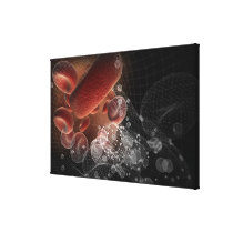 Red blood cells in wireframe canvas print