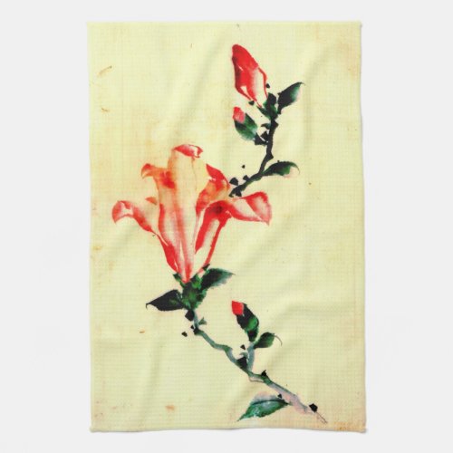 Red Blossom with Buds 1840 mojo_kitchentowel
