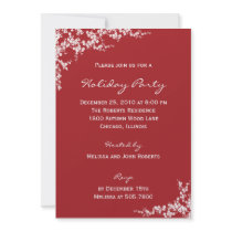 Red Blossoms Holiday Party Invitations by berryberrysweet Red Blossoms Holiday Party Invitations