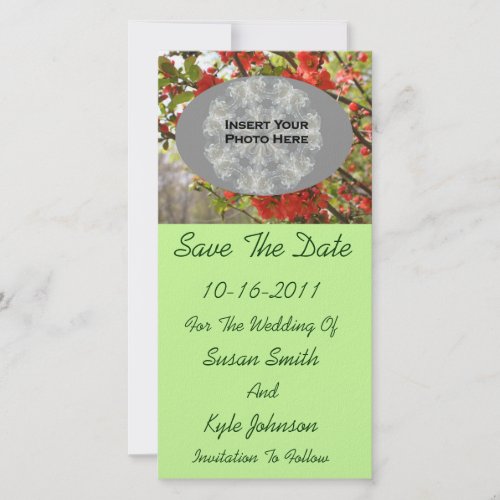 Red Blossoms Wedding Save The Date Photo Card photocard