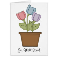 Red, Blue and Purple Tulips Card