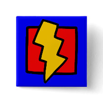 Red Blue and Yellow Lightning Bolt Pins