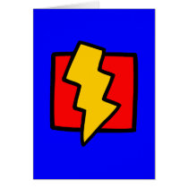Red Blue and Yellow Lightning Bolt Greeting Cards