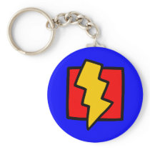 Red Blue and Yellow Lightning Bolt Keychain