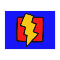 Red Blue and Yellow Lightning Bolt Post Cards