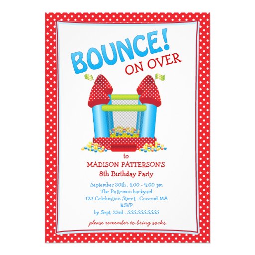 Red + Blue Bouncy House Birthday Party Invitation
