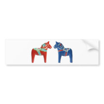 Red & Blue Dala Horse Bumper Sticker