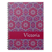 Red Blue Elegant Pattern custom spiral notebook notebooks